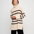 MOSHI MOSHI MIND - SAND/CHOCO SHADOW KNIT STRIPE