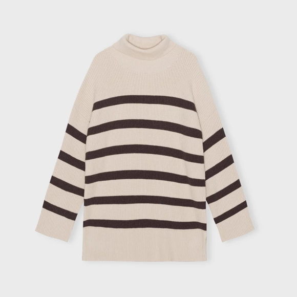 MOSHI MOSHI MIND - SAND/CHOCO SHADOW KNIT STRIPE