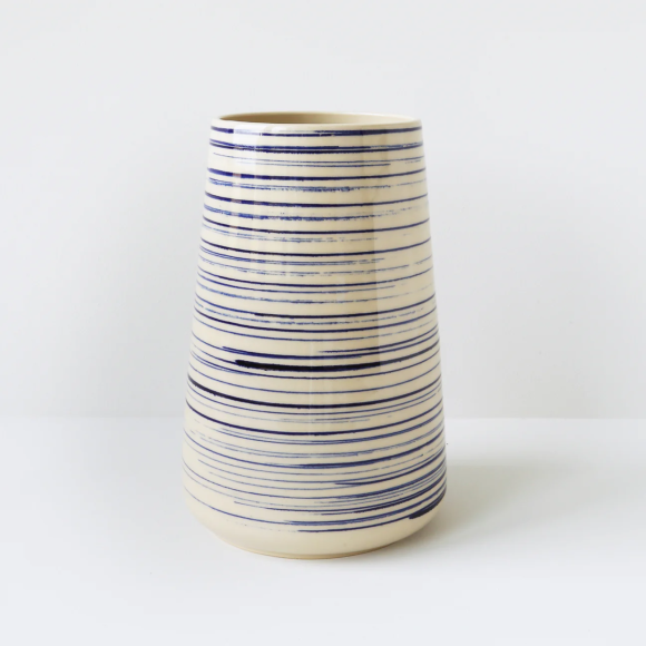 BORNHOLMS KERAMIKFABRIK - BLUE PINSTRIPE LARGE VASE