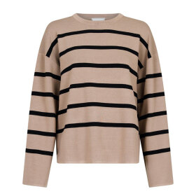 NEO NOIR - KHAKI SHANA STRIPE KNIT BLOUSE