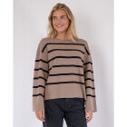 NEO NOIR - KHAKI SHANA STRIPE KNIT BLOUSE