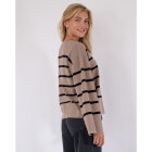 NEO NOIR - KHAKI SHANA STRIPE KNIT BLOUSE