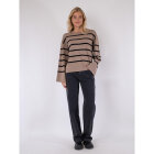 NEO NOIR - KHAKI SHANA STRIPE KNIT BLOUSE