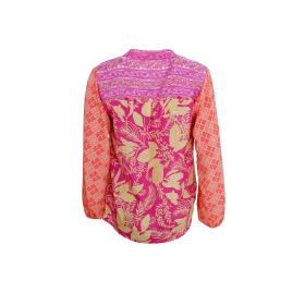 BLACK COLOUR - PINK MULTI BCLUNA KAFTAN BLOUS