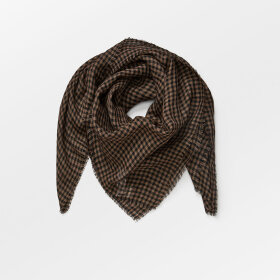 BECKSÖNDERGAARD - ACORN BROWN GINGHAM WOO SCARF