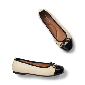 PAVEMENT - BEIGE/BLACK PATENT LUCY LEATHE