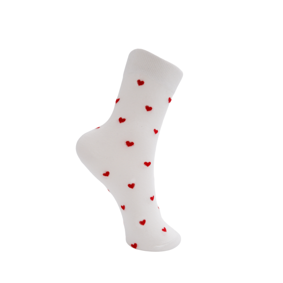 BLACK COLOUR - WHITE W RED BCHEART SOCK