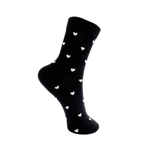 BLACK COLOUR - BLACK W WHITE BCHEART SOCK