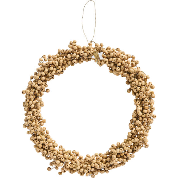 HÅNDPLUKKET - Krans m/træperler håndlavet