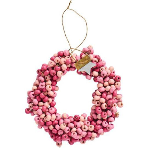 HÅNDPLUKKET - Krans m/træperler Stillenat hå