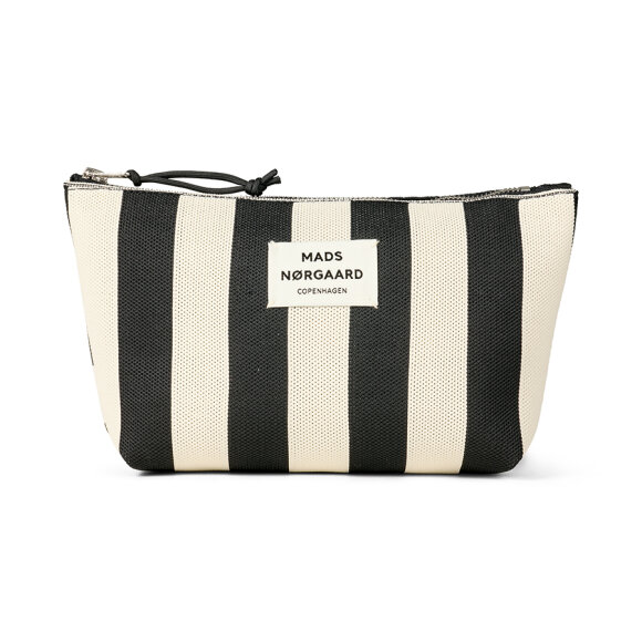 MADS NØRGAARD - BLACK KNIT STRIPE MAKE UP BAG