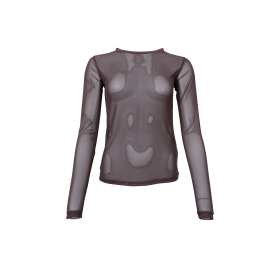 BLACK COLOUR - COFFEE BCANNIE MESH BLOUSE