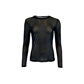 BLACK COLOUR - BLACK BCANNINE MESH BLOUSE