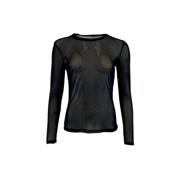 BLACK COLOUR - BLACK BCANNINE MESH BLOUSE