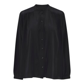 FRAU - BLACK FLORENCE SILK CREPE SHIR