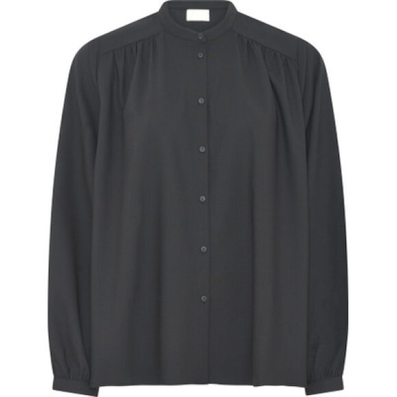 FRAU - BLACK FLORENCE LIGHT WOOL SHIR FRAU - BLACK FLORENCE LIGHT WOOL SHIR