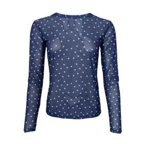 BLACK COLOUR - NAVY DOT BCANNIE MESH BLOUSE