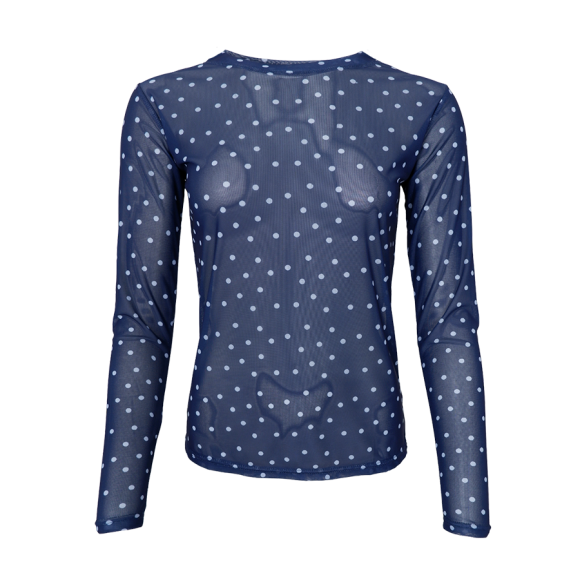 BLACK COLOUR - NAVY DOT BCANNIE MESH BLOUSE BLACK COLOUR - NAVY DOT BCANNIE MESH BLOUSE