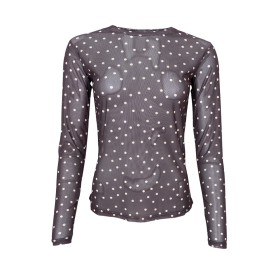 BLACK COLOUR - COFFEE DOT BCANNIE MESH BLOUSE