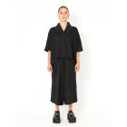 SORT AARHUS - BLACK SOLID WIDE PANTS 3/4
