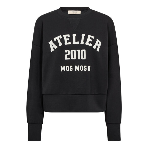 MOS MOSH - BLACK MMNIMA O-LS SWATSHIRT MOS MOSH - BLACK MMNIMA O-LS SWATSHIRT