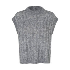 LOLLYS LAUNDRY - GREY MEL FINNLL KNIT VEST SL