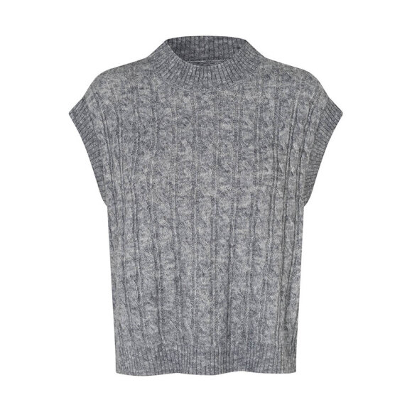 LOLLYS LAUNDRY - GREY MEL FINNLL KNIT VEST SL