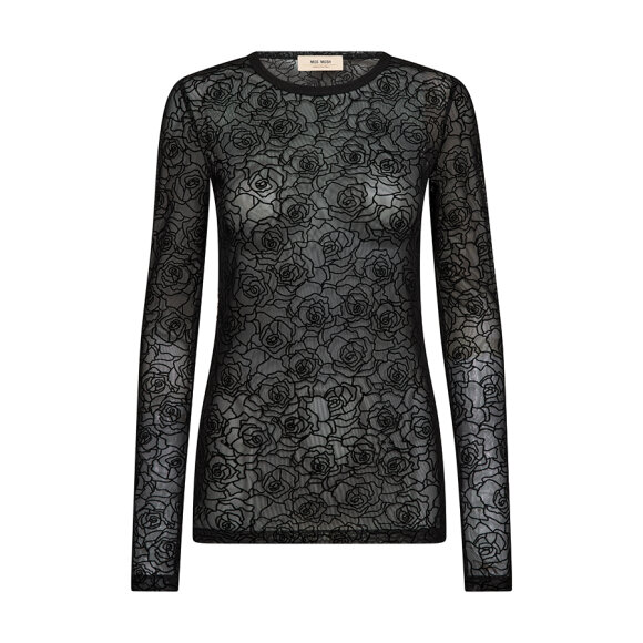 MOS MOSH - BLACK MMROSE MESH BLOUSE MOS MOSH - BLACK MMROSE MESH BLOUSE