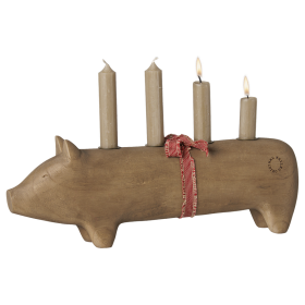 MAILEG - Trælysestage, Gris, Advent sto