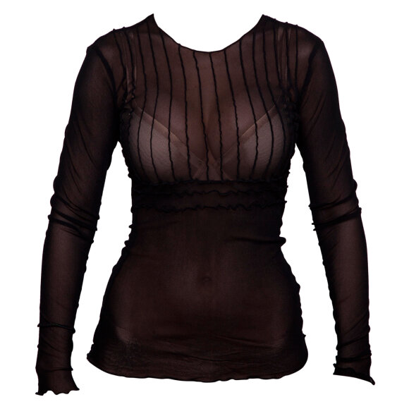 ILSE JACOBSEN - SORT TRANSPERRANT BLUSE