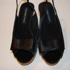 ILSE JACOBSEN - SORT SATIN SLINGBACK WEDGE