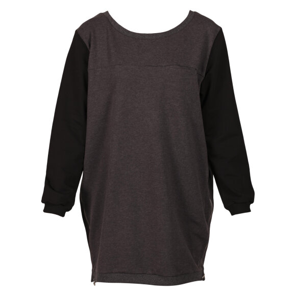 GRÅ SWEATSHIRT M. SORTE ÆRMER