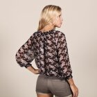 SAINT TROPEZ - SORT/CORAL BLOMSTERT BLUSE