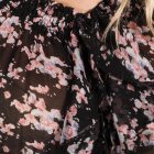 SAINT TROPEZ - SORT/CORAL BLOMSTERT BLUSE