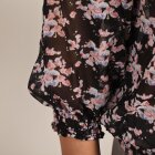SAINT TROPEZ - SORT/CORAL BLOMSTERT BLUSE