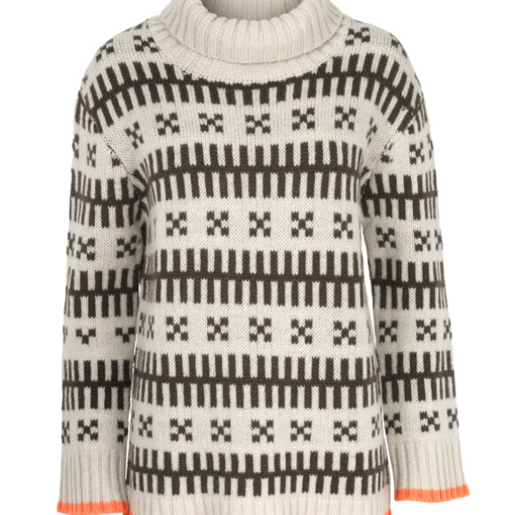 MADS NØRGAARD - ECRU/GRØN ISLANDSK SWEATER