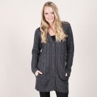 JUST FEMALE - LANG GRÅ STRIK CARDIGAN