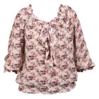 SAINT TROPEZ - SAND/PINK BLOMSTER BLUSE