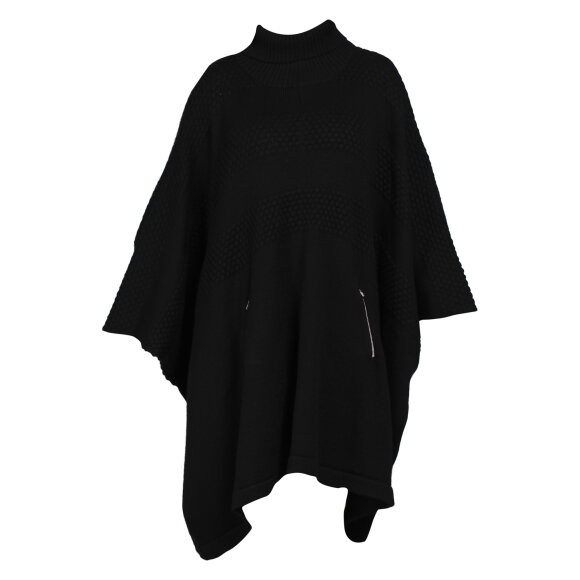 SAMSØE SAMSØE - SORT PONCHO M. RULLEKRAVE